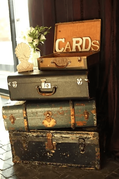 Vintage Luggage Wedding Card Box
